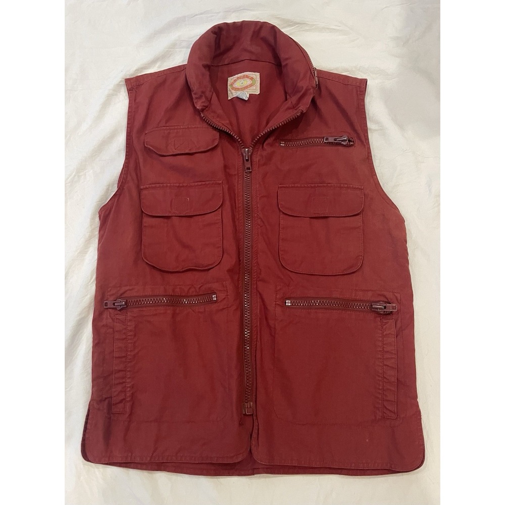 Vintage 1980s Banana Republic Safari Photo Journalist Rust Red Vest Mens S